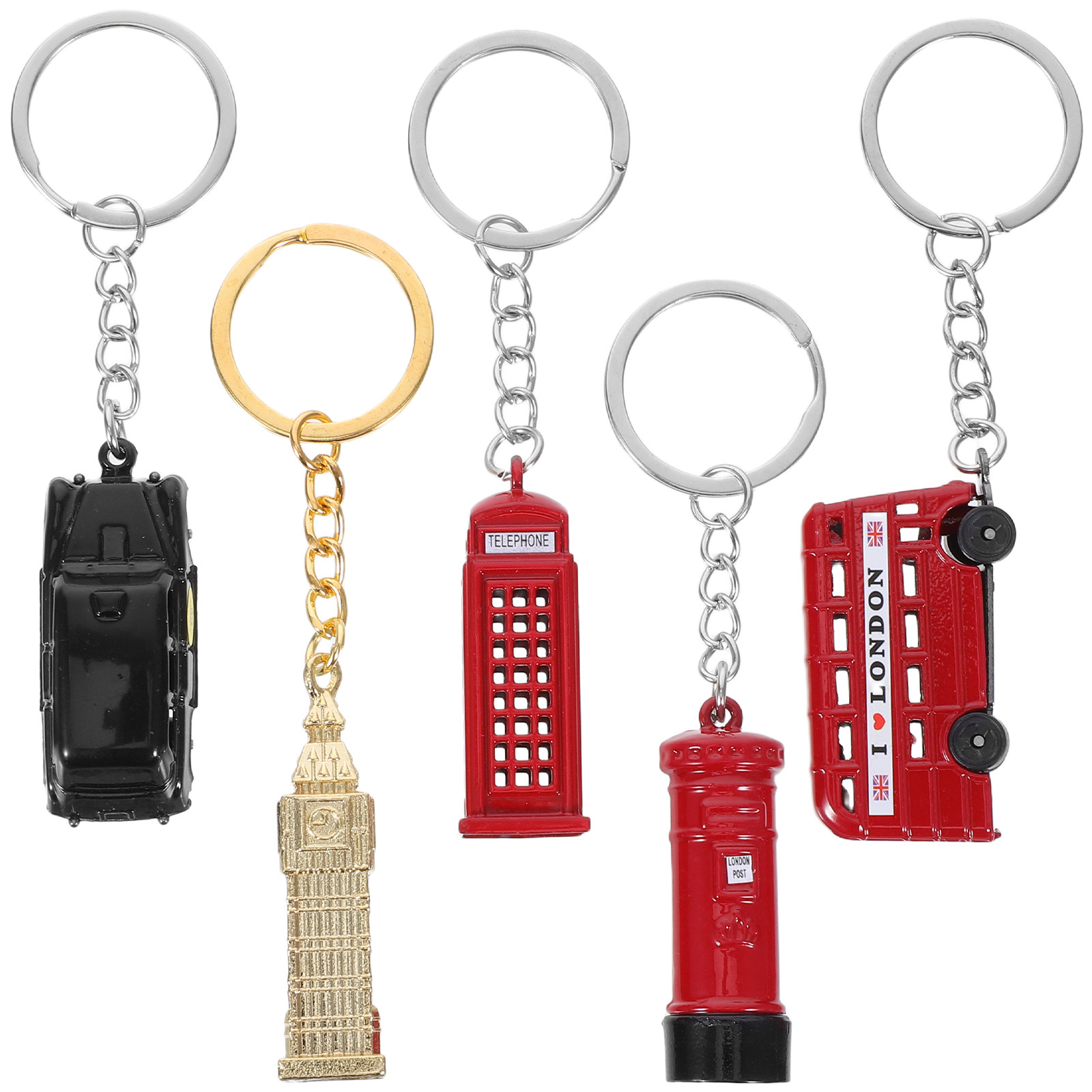 Travel Accessories London - 5Pcs London British Bus Keychain Set