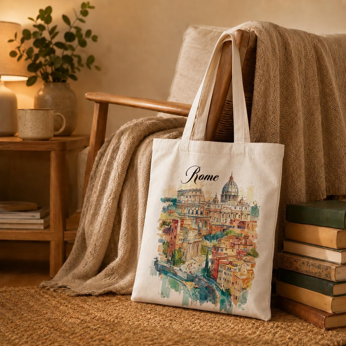 Rome Watercolor Canvas Tote Ba - Travel Accessories Italy recension och pris