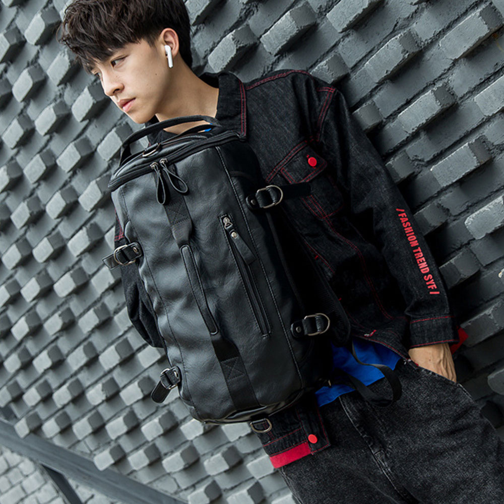 Men Leather Bucket Backpack Mu - Luggage Strap Belt recension och pris