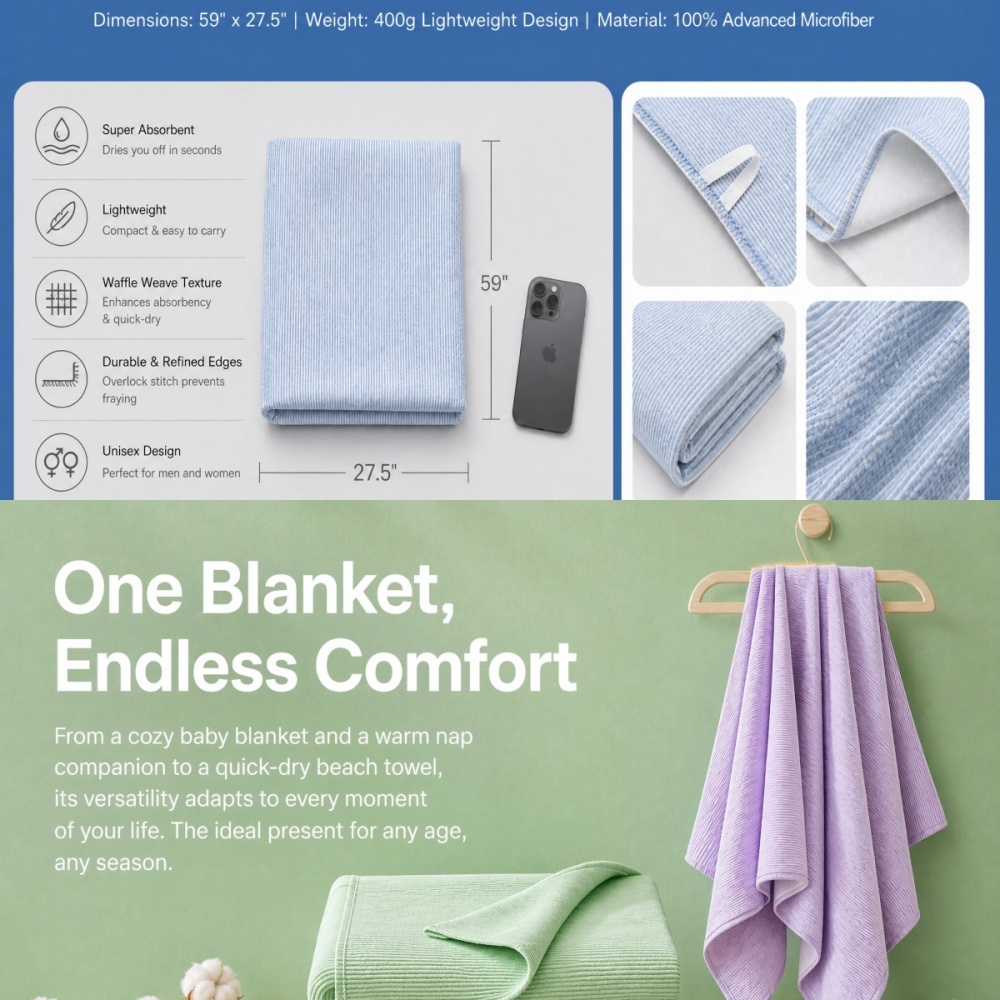 BRLPONVE 100% Cotton Striped B - Travel Towel Quick Dry recension och pris